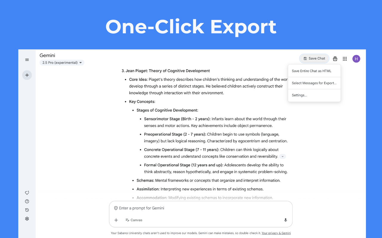 How to export Gemini chat to PDF - one-click export button saves conversations instantly